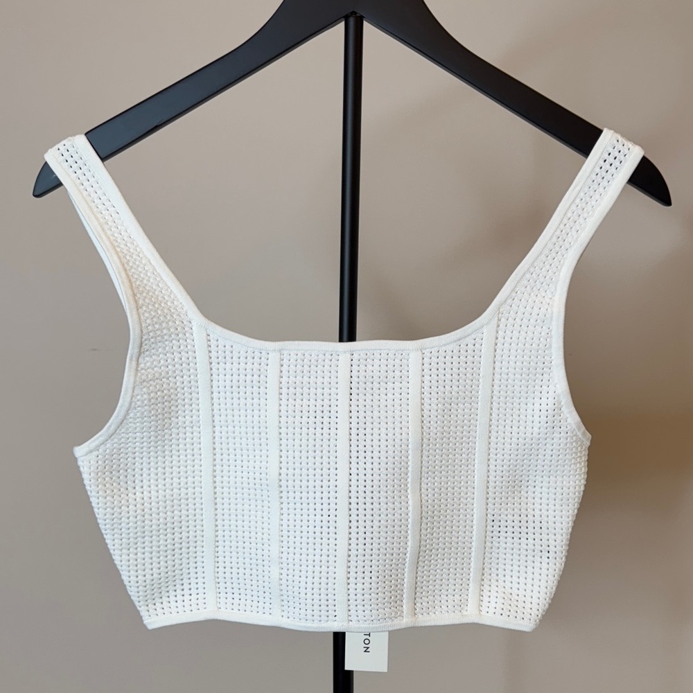 Babaton Ivory Textured Knit Tank Top
